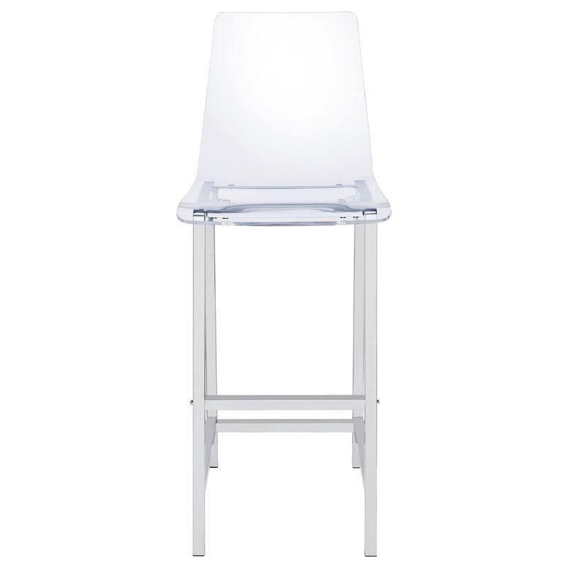 Elegant Acrylic Bar Height Stool with Chrome Base, Clear And Silver, Set of 2 image number 3