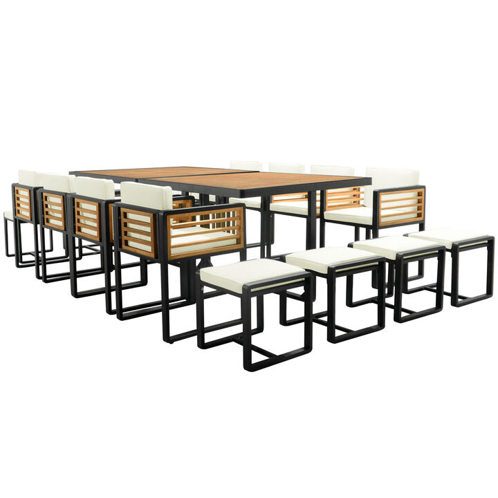 Merax Space Saving Outdoor Patio Acacia Wood Dining Set