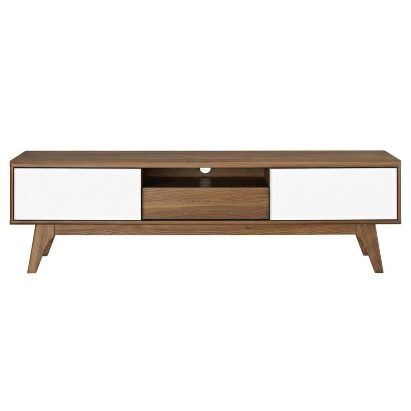 Wooden brown TV stand with 59-inch width and sleek design for modern living image number 1