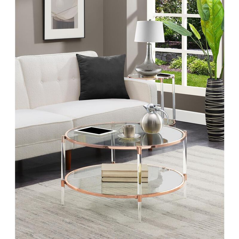Convenience Concepts Royal Crest 2 Tier Acrylic Glass Coffee Table