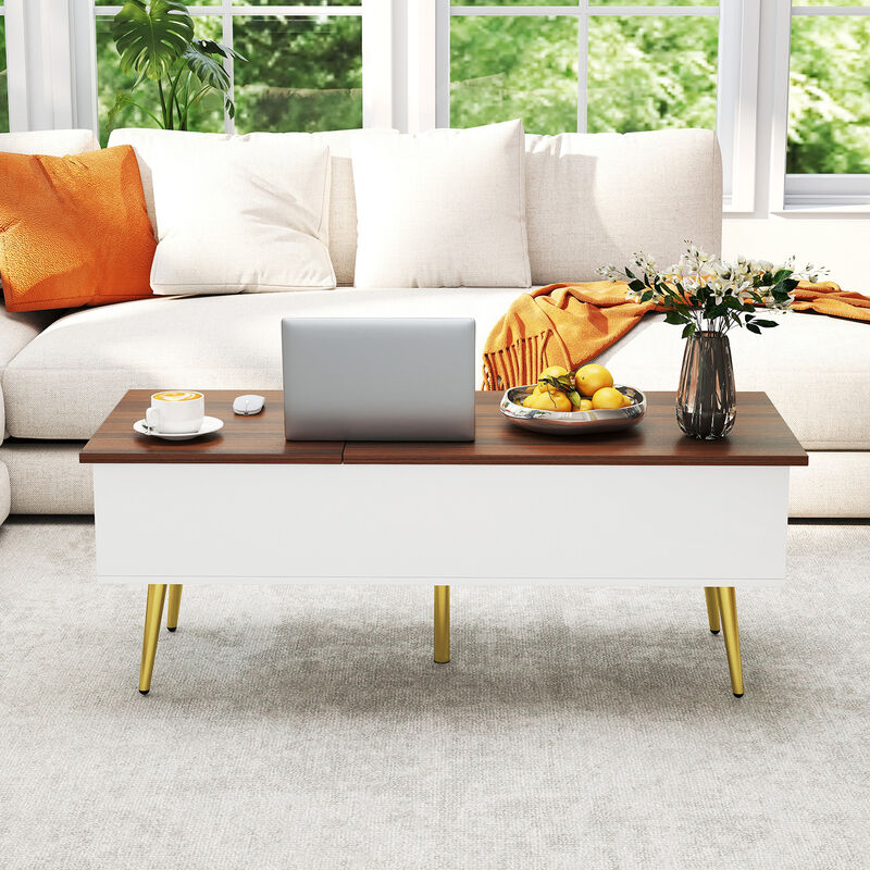 Lift Top Coffee Table with 2 Hidden Storage Compartments for Living Room