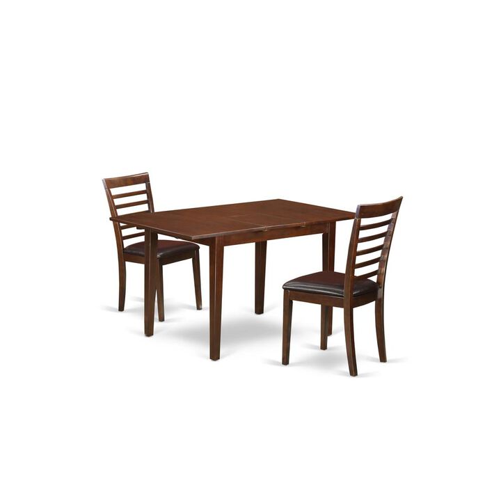 3 Pc small Kitchen Table set - Table with Leaf and 2 Kitchen Dining Chairs