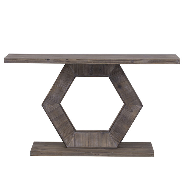 Merax Modern Entryway Table with Hollow Hexagon Leg Structure