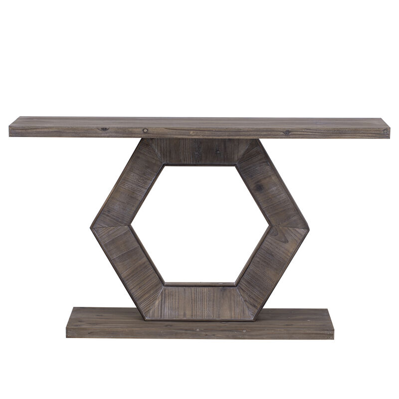 Merax Modern Entryway Table with Hollow Hexagon Leg Structure