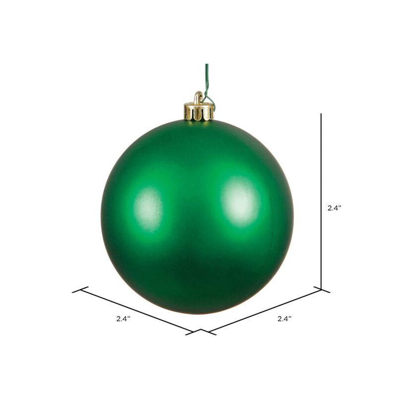 Vickerman 2.4" Christmas Ornament Ball, Green Matte Finish, Shatterproof Plastic, UV Resistant, Holiday Christmas Tree Decoration, 24 Pack image number 1