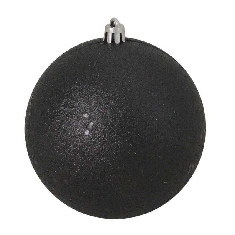 Jet Black Holographic Glitter Shatterproof Christmas Ball Ornament 4" (100mm) image number 0