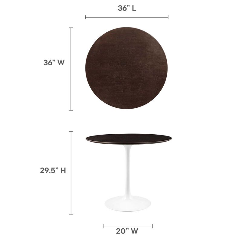 Modway - Lippa 36" Round Wood Grain Dining Table White Cherry Walnut image number 6