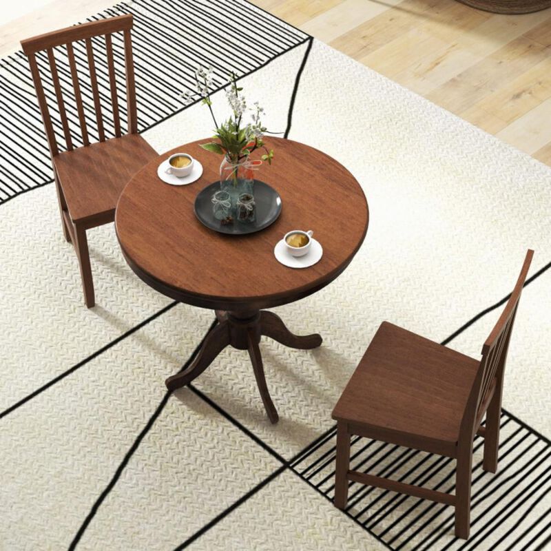 Hivvago 3 Pieces Wooden Dining Table and Chair Set for Cafe Kitchen Living Room