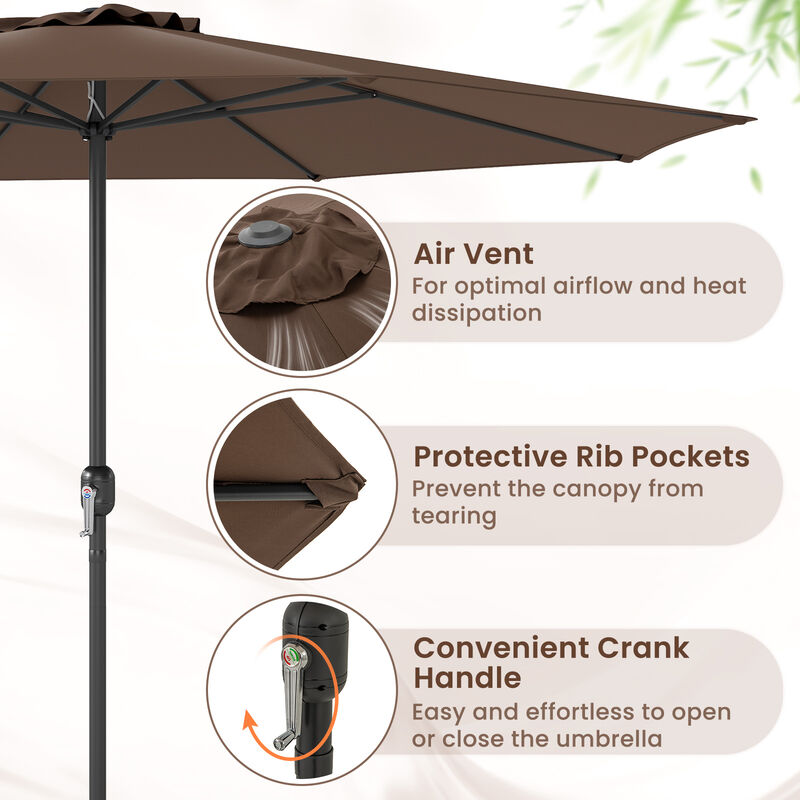 Patio Umbrella with Easy Crank Handle and 8 Sturdy Ribs for Durable Outdoor Shade