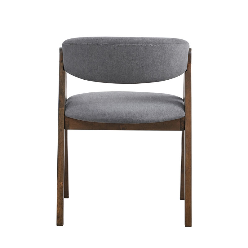 GOODSILO Contemporary Scandinavian Gray Fabric Side Chairs Set - Comfortable Dining Seating With Walnut Finish Legs image number 4