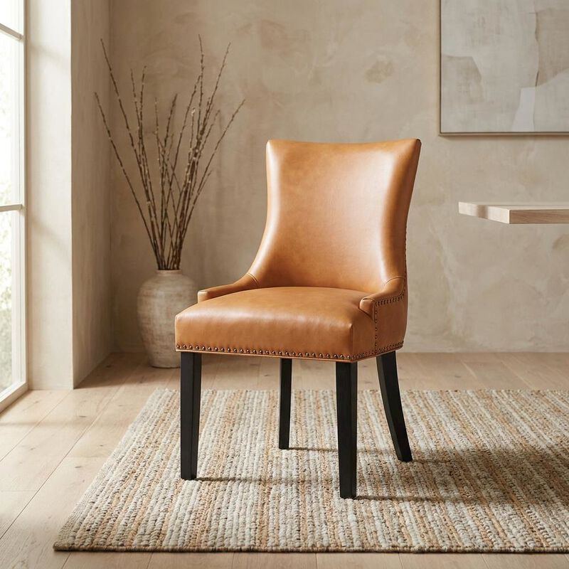 Vegan Leather Upholstered Dining Chair for Kitchen or Dining Room, Tan image number 4