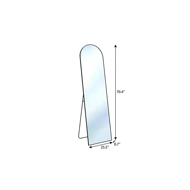 HomeRoots 70" Black Aluminum Arch Freestanding And Wall Mounted Framed Full Length Mirror image number 4