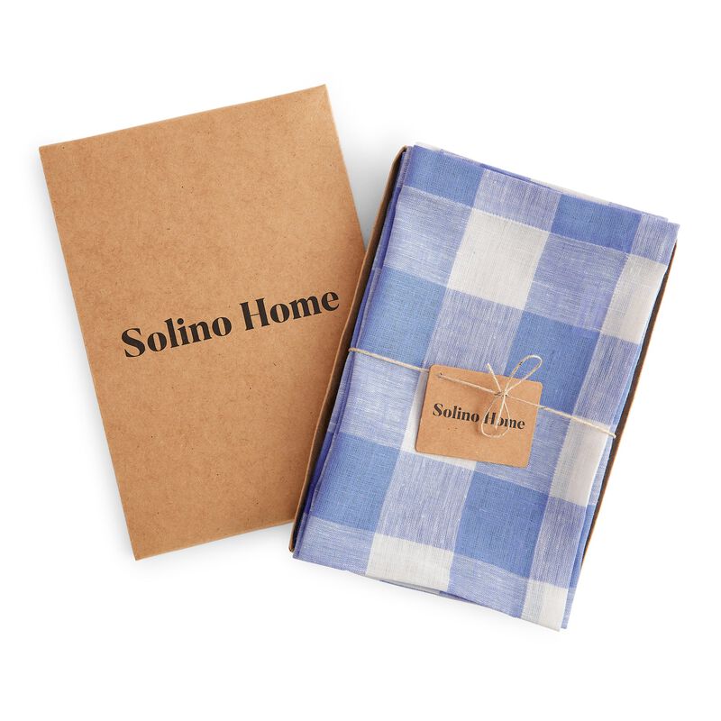 Solino Home 100% Pure Linen Dinner Napkins 20 x 20 Inch Set of 4 - Buffalo Check