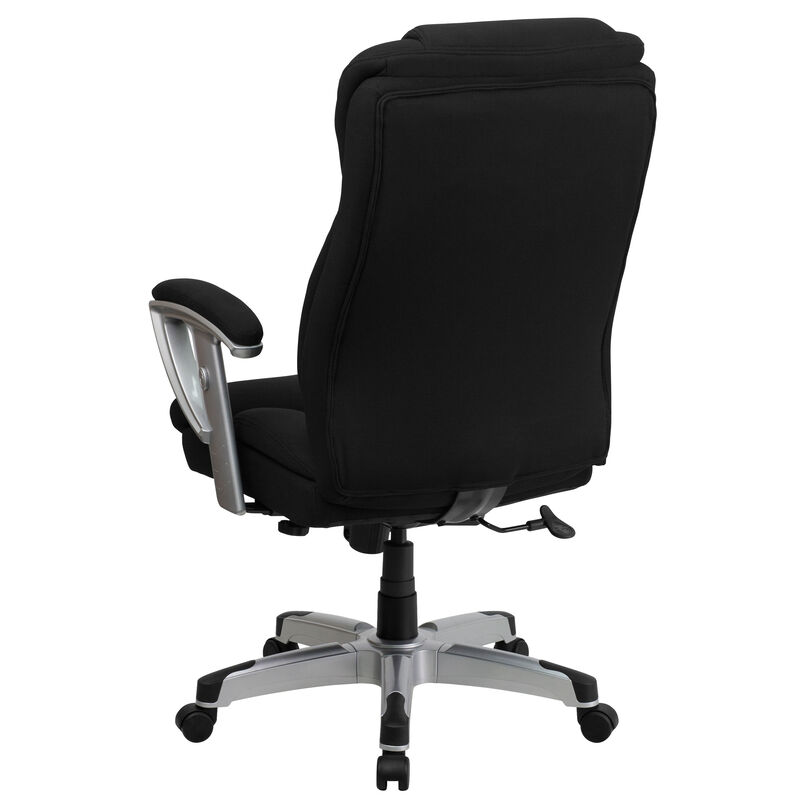 HERCULES Series Big & Tall 400 lb. Rated Black Fabric Executive Ergonomic Office Chair with Silver Adjustable Arms image number 7