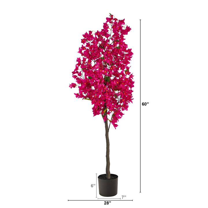 Nearly Natural 5-ft Bougainvillea Artificial Tree