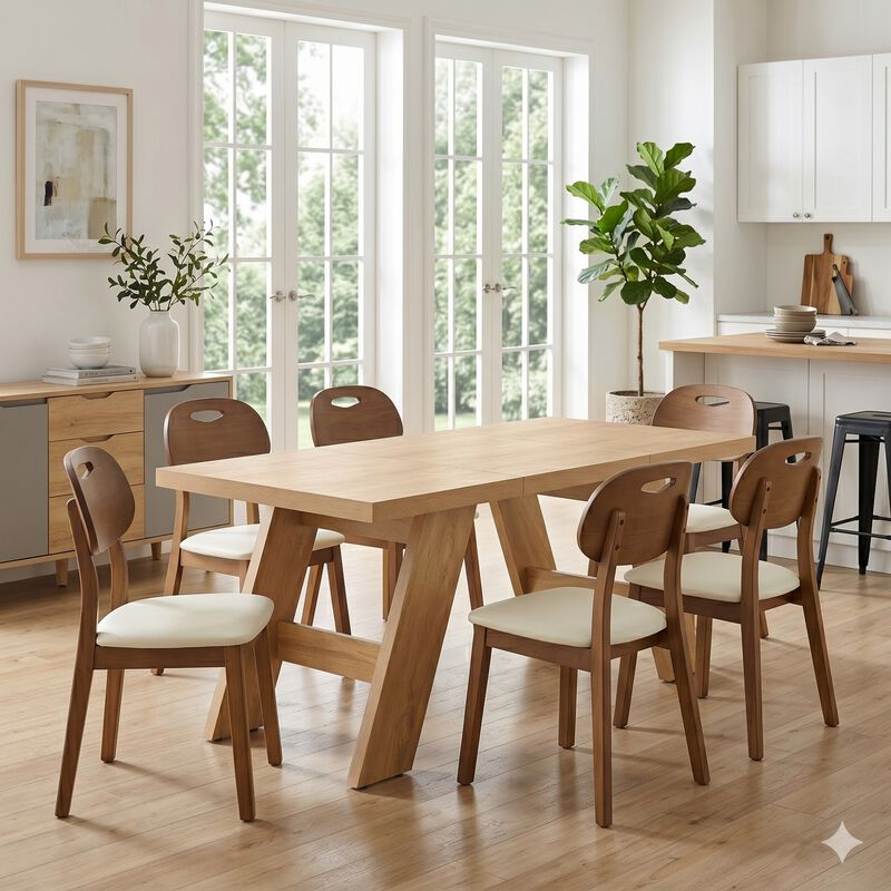 Whisen Dining Table with V-Leg, MDF Space-Saving for Home Kitchen image number 3