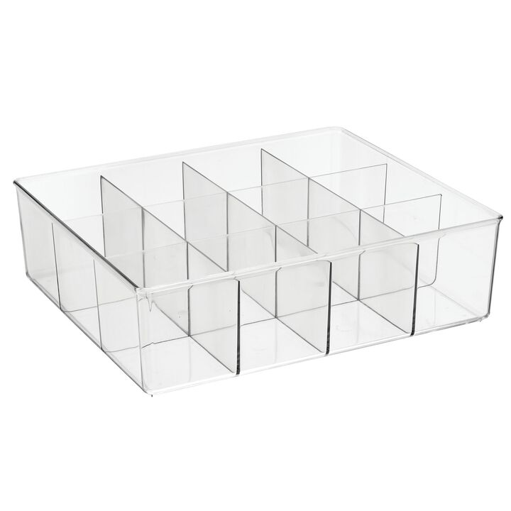 mDesign Plastic Divided Closet, Drawer Storage Bin, 12 Sections - Clear