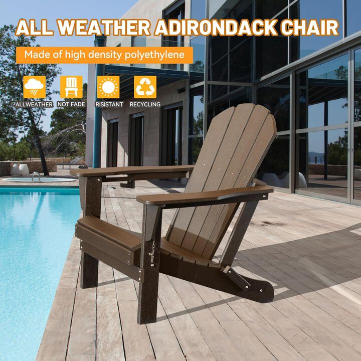 Folding Outdoor Adirondack Chairs with Cup Holders