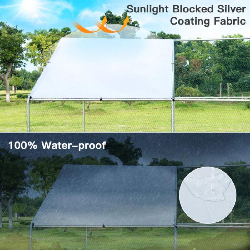 Hivvago 13 x 13 Feet Walk-in Chicken Coop with Waterproof Cover for Outdoor Backyard Farm