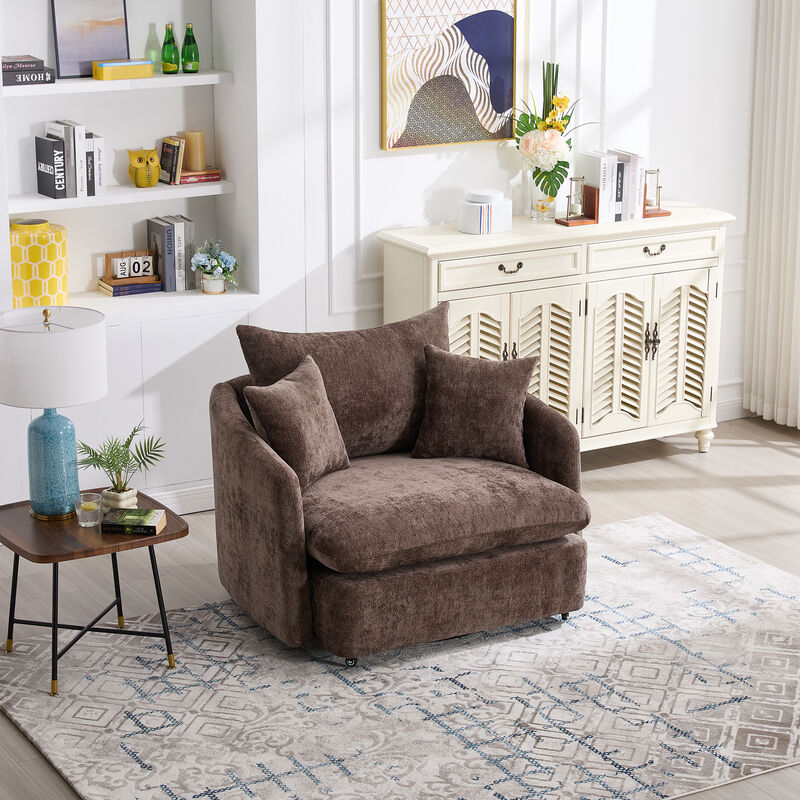 Merax Modern Chenille 360&deg; Swivel Accent Chair image number 1