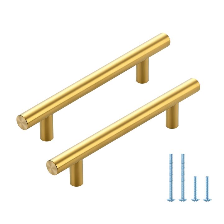 JOY DECOR 10 Pack 7.38 Inch Cabinet Pulls with 5 Inch Hole Center Stainless Steel Kitchen Cabinet Handles Brushed Brass Drawer P