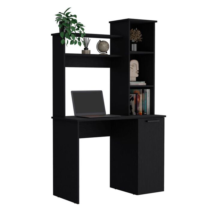 Computer Desk with Ample Work Surface, Hutch Storage and Single Door Cabinet