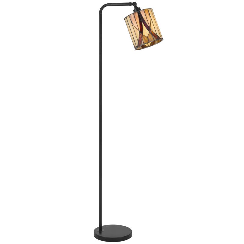 Tiffany Glass Floor Lamp with Adjustable Head, 58 Inch Black, Natural Tones image number 4