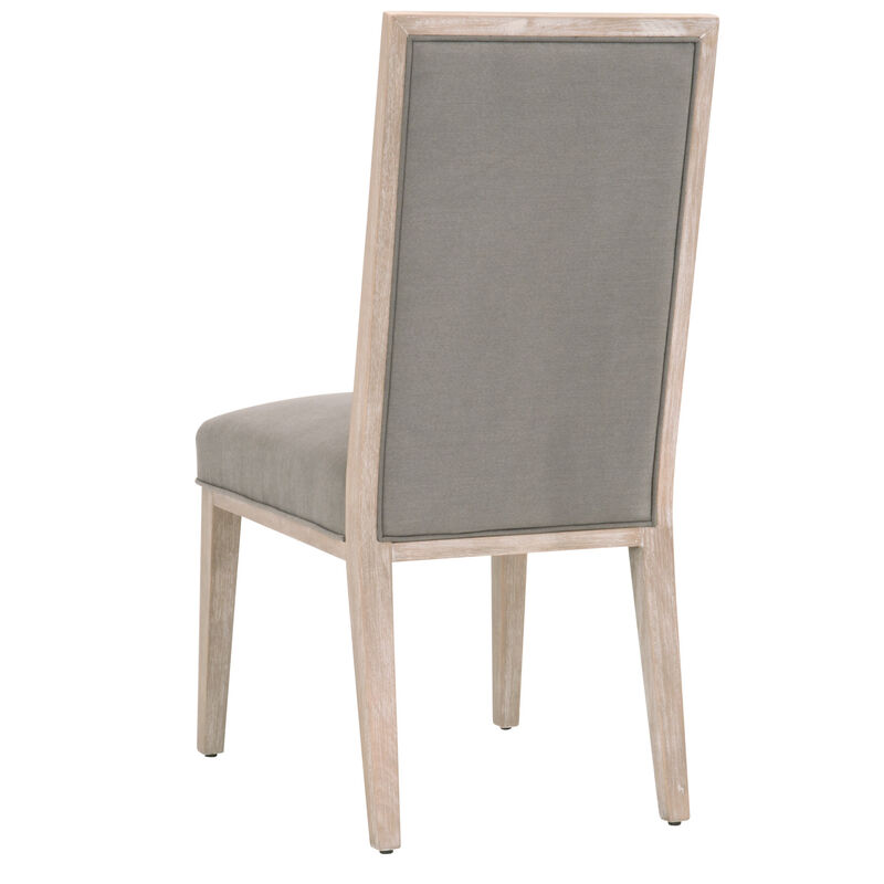 High Back Armless Dining Chair with Wooden Legs, Set of 2, Gray and Brown-Benzara