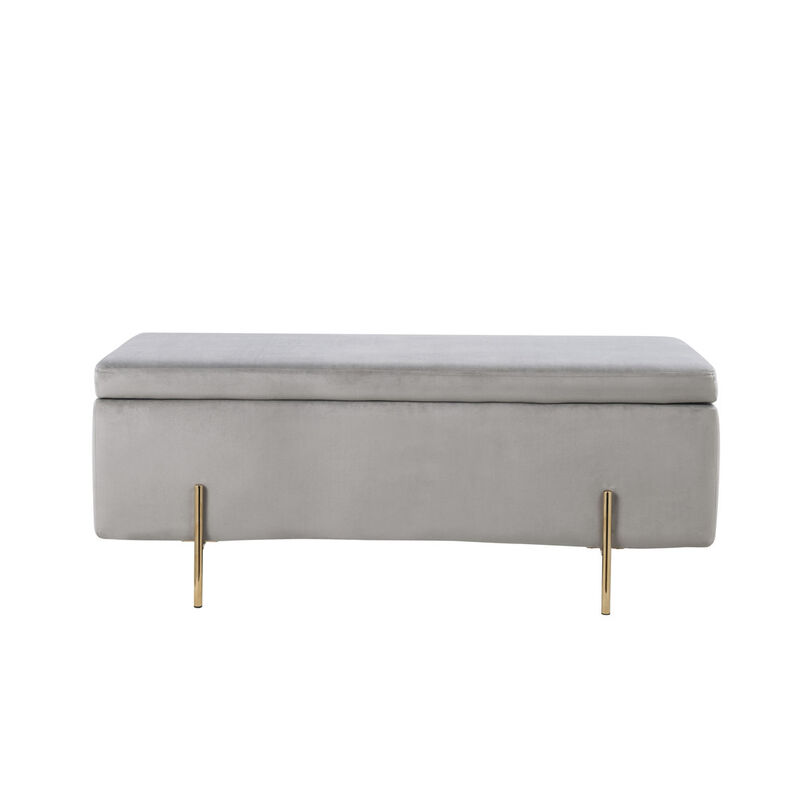 Velvet Storage Bench with Metal Legs image number 0