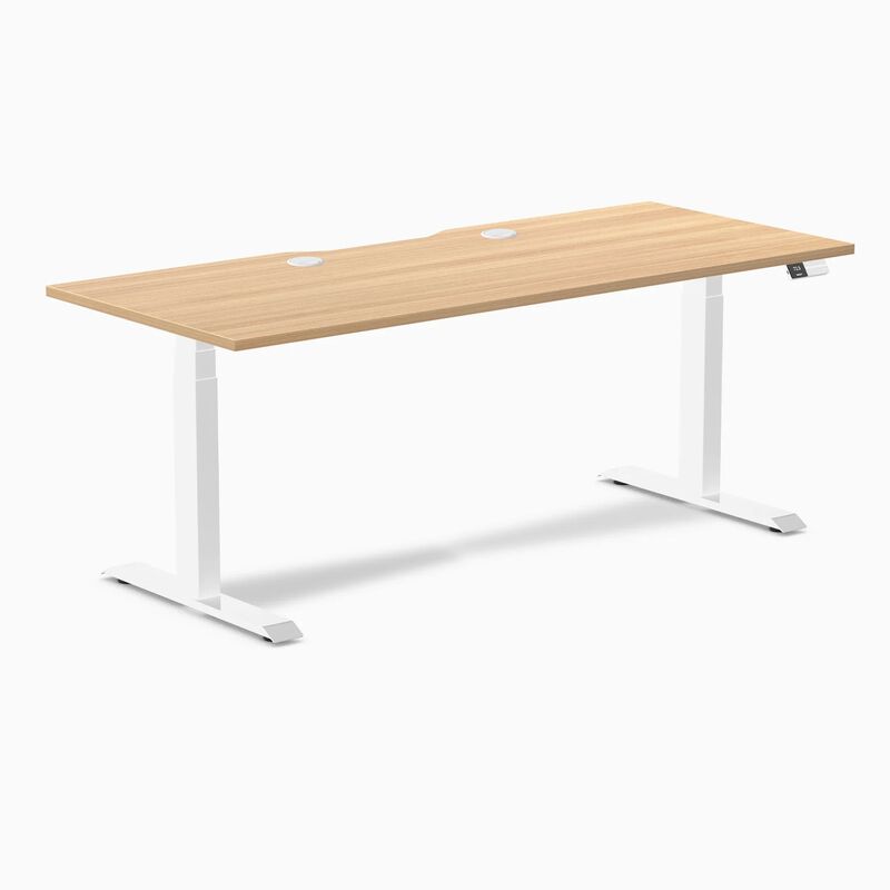 Desky Dual Scalloped Laminate Sit Stand Desk image number 0