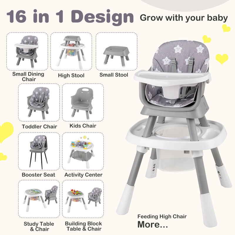 Convertible 16 in 1 Baby Highchair with Activity Center for Toddlers and Infants image number 6
