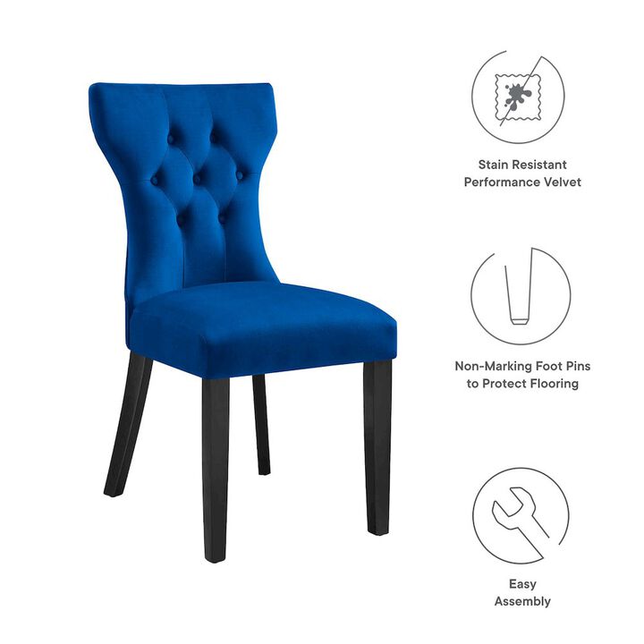 Modway Silhouette Velvet Set of 2 Dining Chairs with Navy Finish EEI-5014-NAV