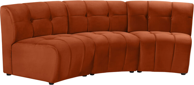 Meridian Furniture Limitless Cognac Velvet 3pc. Modular Sectional image number 2