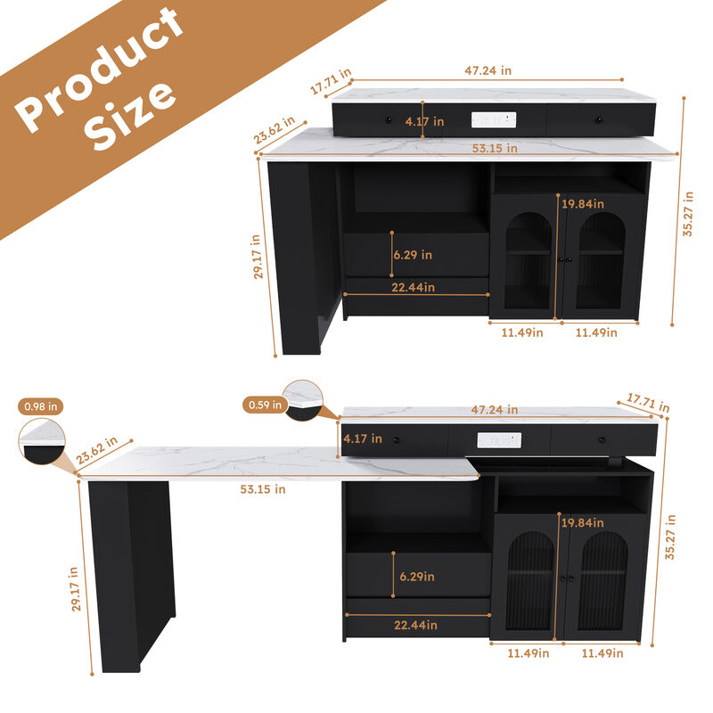 Gokdun Kitchen Island with Table image number 9