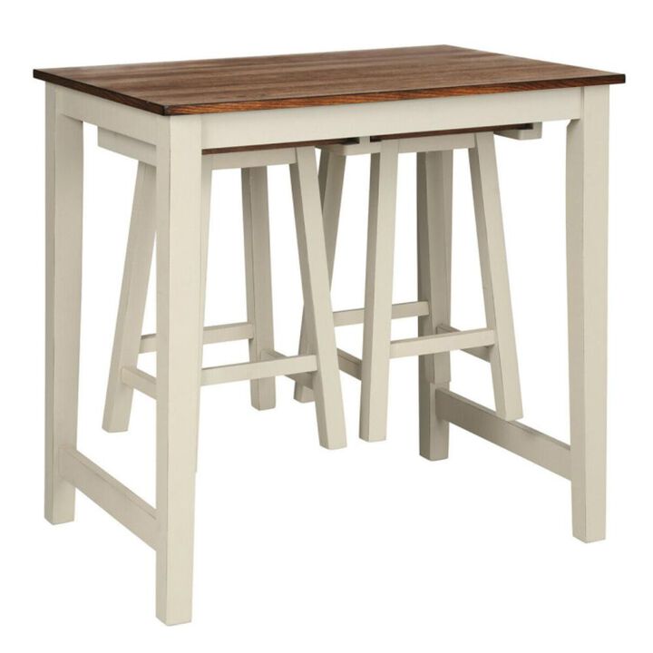 Hivvago Counter Height Pub Table with 2 Saddle Bar Stools
