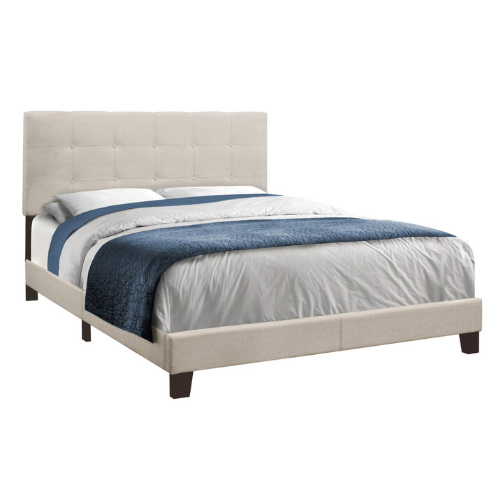 Upholstered Bed Frame with Padded Headboard for Comfortable Sleep Space