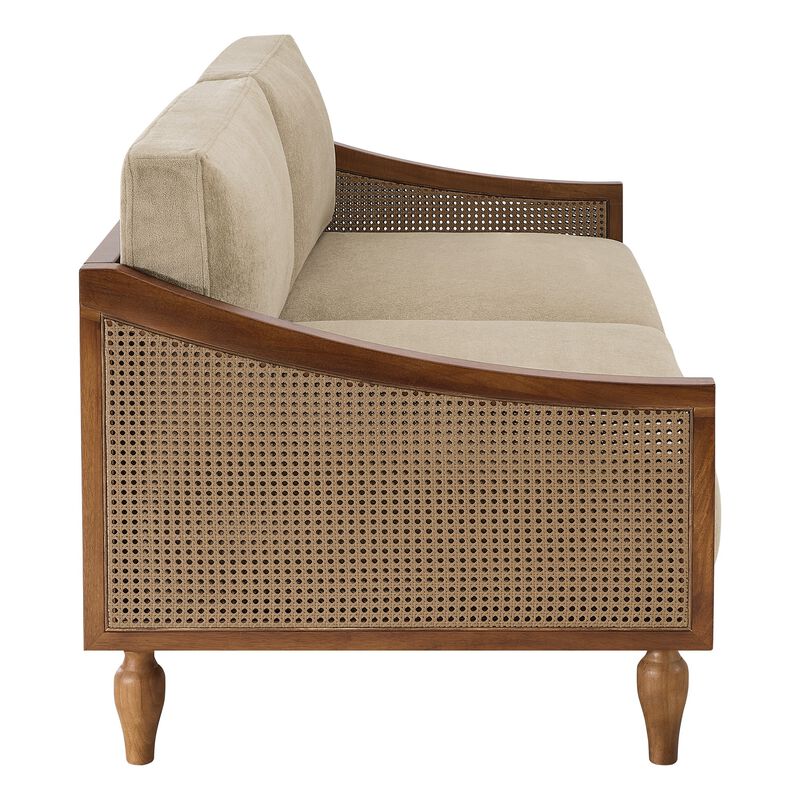 Zepcol Farmhouse Rubberwood Rattan Loveseat image number 5