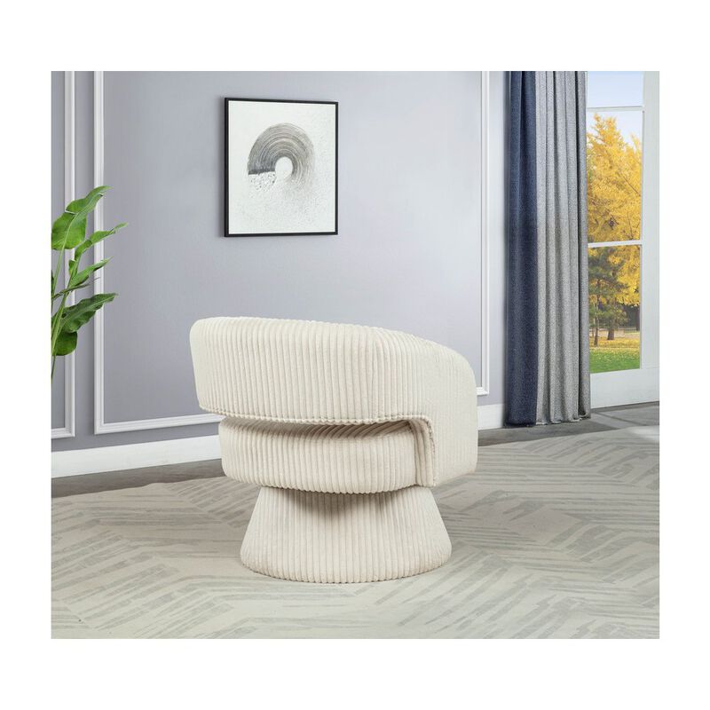 Best Quality Furniture Cream Velvet Swivel Accent Barrel Chair