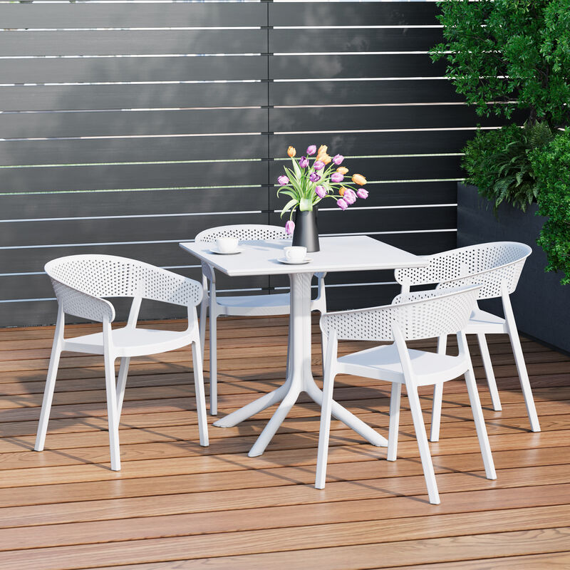 WestinTrends 5-Piece Modern Patio Square Dining Table Set with Stackable Patio Dining Chairs image number 1