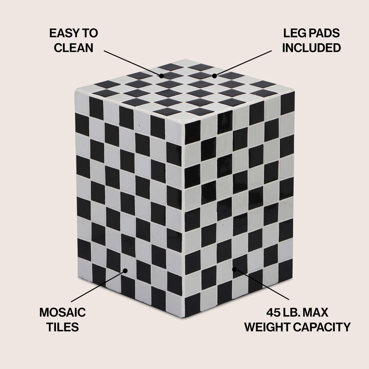 Callista Modern Bohemian Ceramic Tiled Rectangle End Table