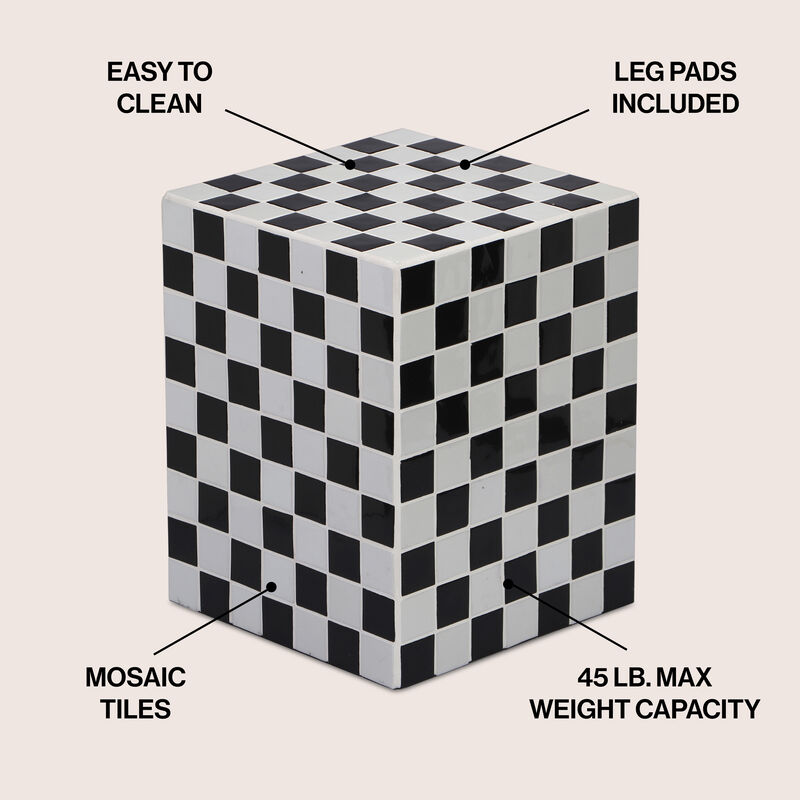 Callista Modern Bohemian Ceramic Tiled Rectangle End Table