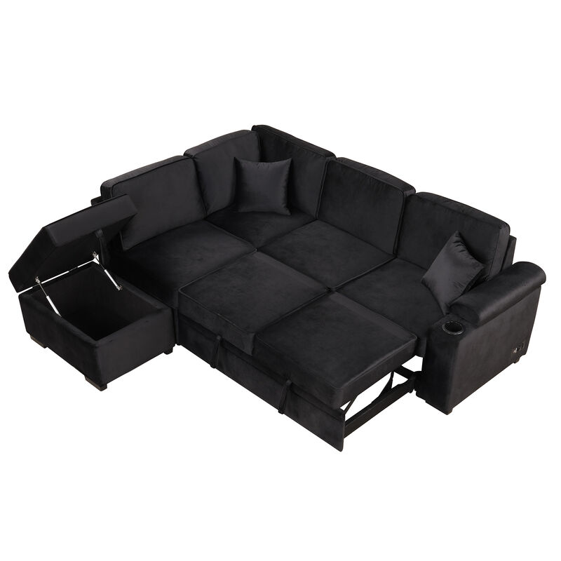 Merax 2 in 1 Pull Out Sofa Bed L Shape Couch