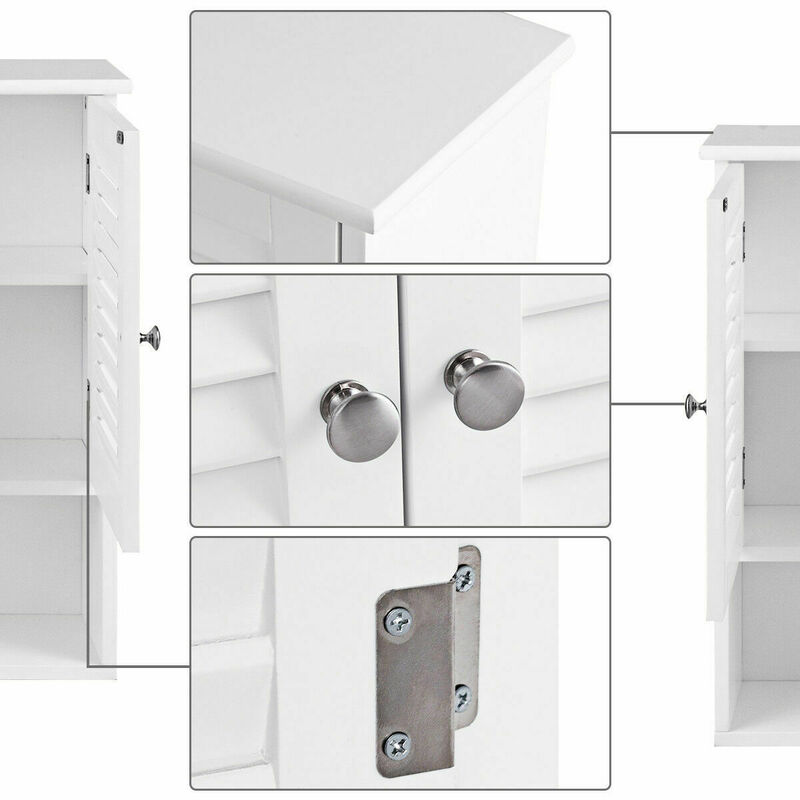 Costway Bathroom Wall Storage Cabinet Double Doors Shelves Kitchen Medicine Organizer