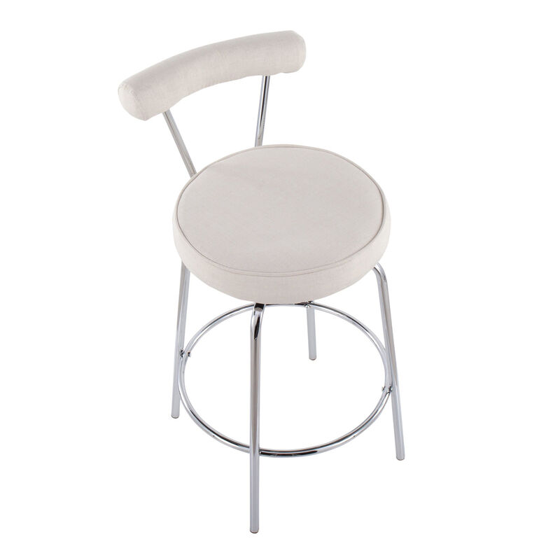 Lumisource Rhonda Contemporary Counter Stool in Chrome, Fabric - Set of 2