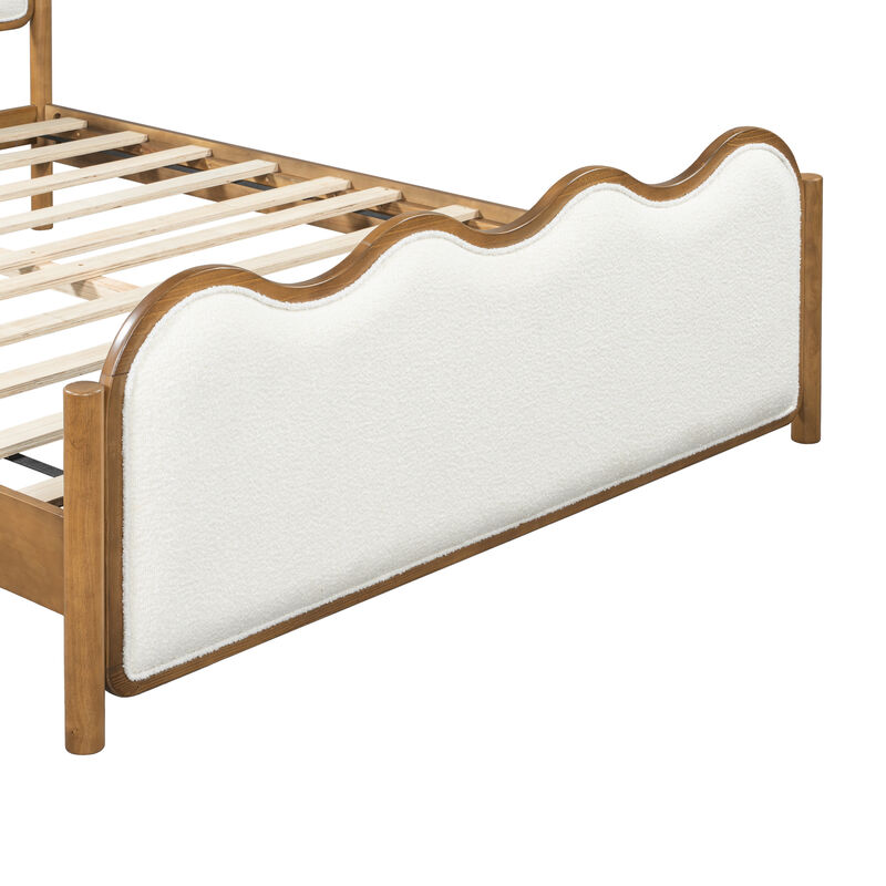 Christopher Knight Home Priscilla Modern Bed Frame with Boucle Upholstered  Wavy Headboard image number 7