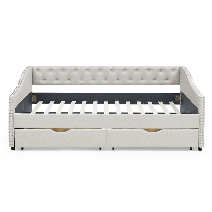 Kejorn Linen 2 Storage Drawers Daybed
