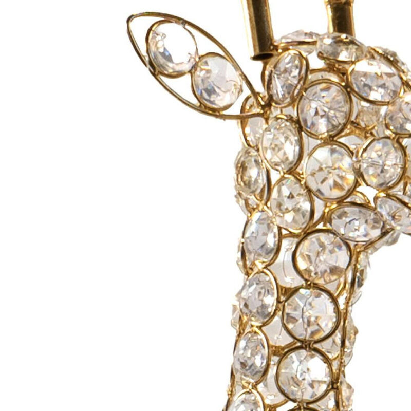 HomeRoots 23" Gold Aluminum And Faux Crystal Giraffe Tabletop Sculpture image number 4
