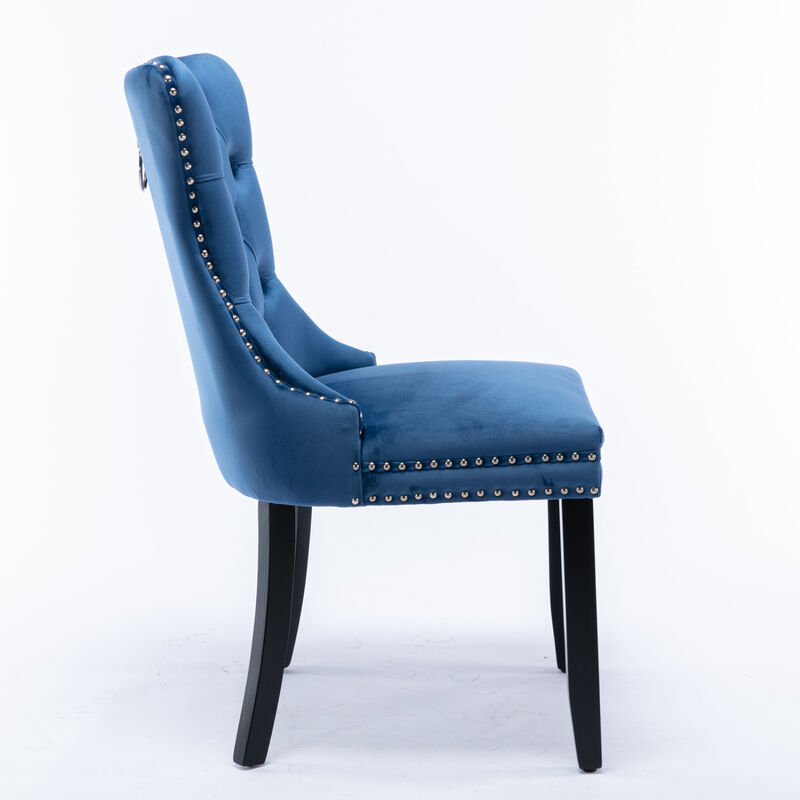Streamdale Contemporary Velvet Dining Chairs, Blue, 2-PCS Set image number 4