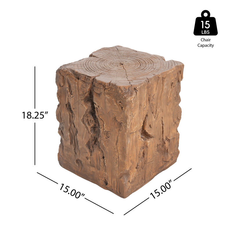 Christopher Knight Home Chasey Rustic Outdoor Stump Shape Lightweight Concrete Side Table image number 2
