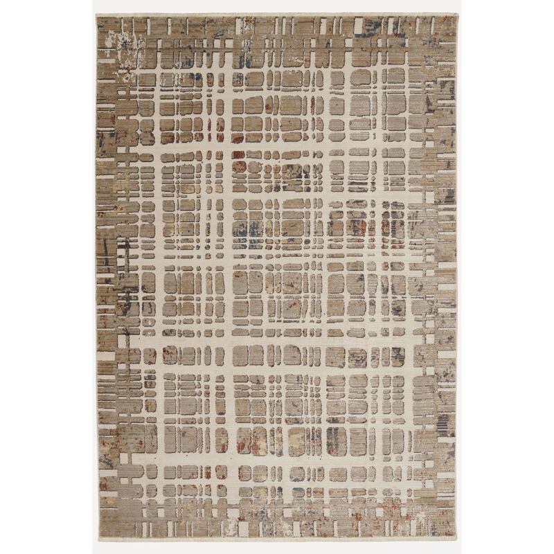 Karina 8259 Ivory Plaid Area Rug, Size - 5'3 x 7'7